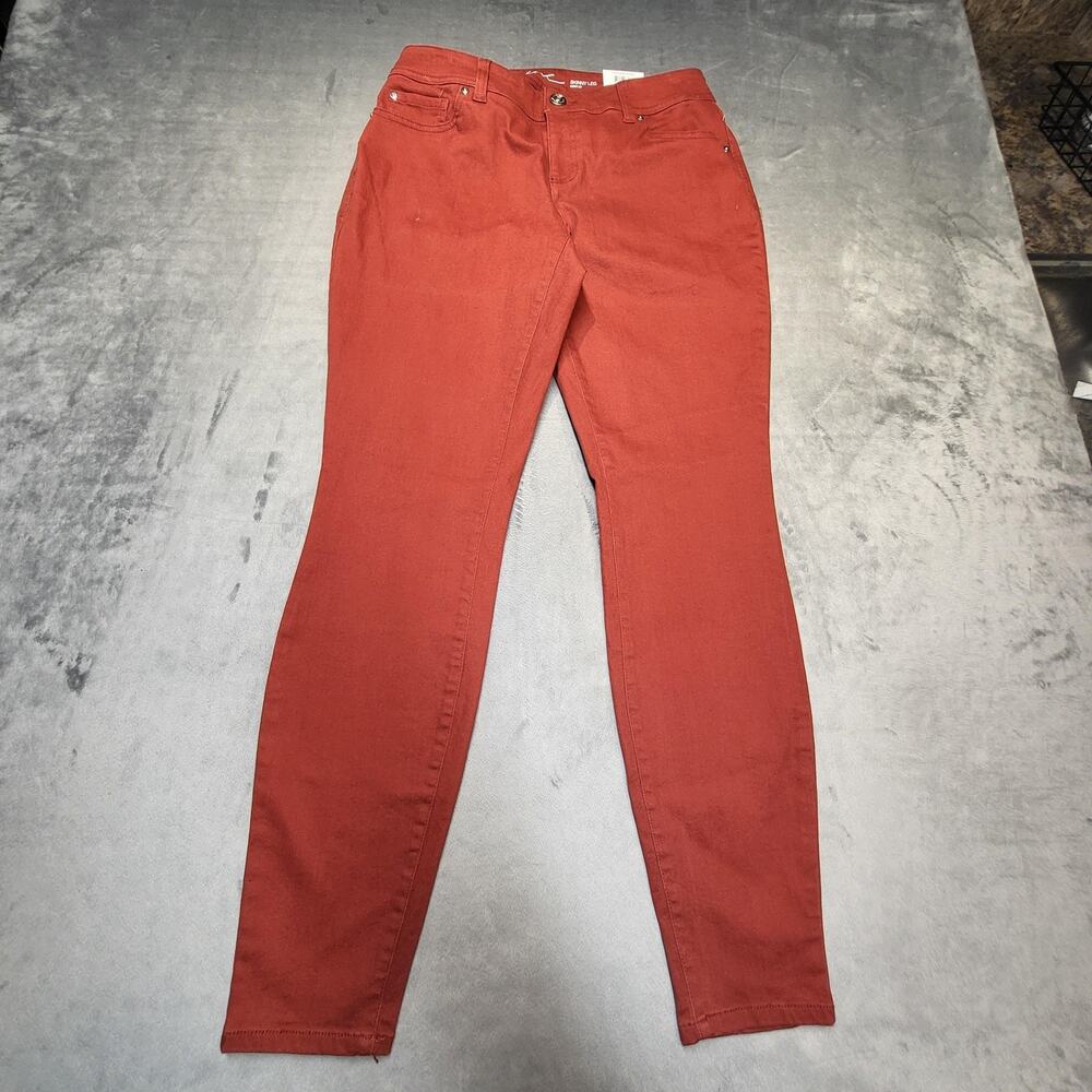 INC International Concepts Pants Womens 4 Red Skinny Leg Ankle Cotton Stretch